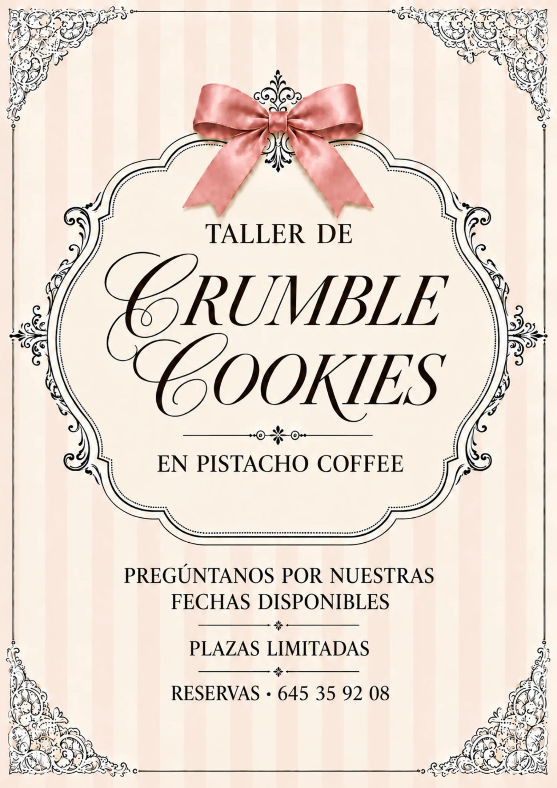 Cartel del Taller de Crumble Cookies en Pistacho Coffee